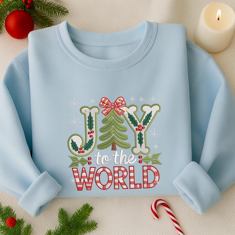 Christmas Joy To The World Embroidered Sweatshirt Christian Christmas Embroidered Hoodie Merry Christmas Hoodie Winter Holiday Gift 1760503870376.jpg