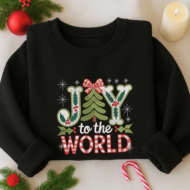 Christmas Joy To The World Embroidered Sweatshirt Christian Christmas Embroidered Hoodie Merry Christmas Hoodie Winter Holiday Gift 1760503870944.jpg