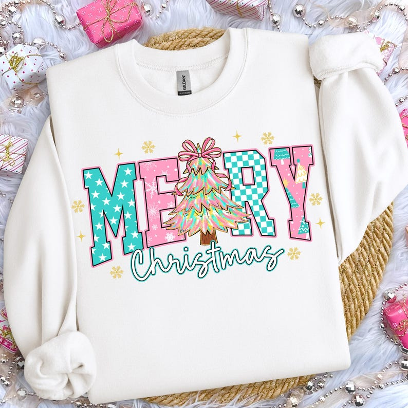 Merry Christmas Coquette Png Retro Pink Christmas Tree Png Preppy Christmas Shirt Design Merry And Bright Png Checkered Xmas Sublimation 1760518521479.png