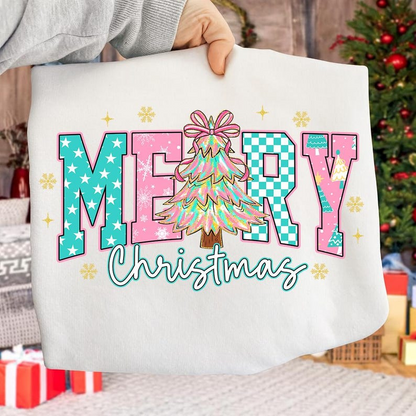 Merry Christmas Coquette Png Retro Pink Christmas Tree Png Preppy Christmas Shirt Design Merry And Bright Png Checkered Xmas Sublimation 1760518521658.png