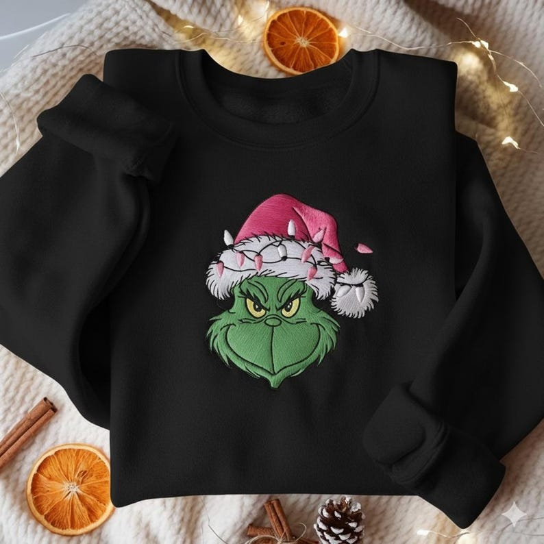 Embroidered Grinch Christmas Light Sweatshirt Grinchmas Shirt Grinch Christmas Shirt Christmas Shirt Christmas Family 2025 Shirts 1760520464842.png