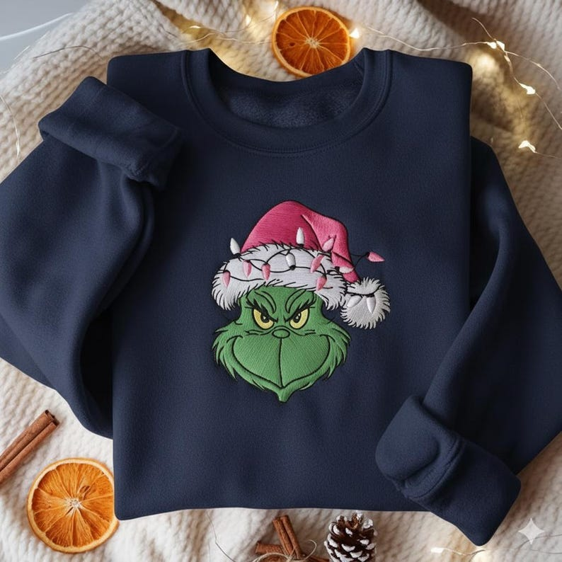 Embroidered Grinch Christmas Light Sweatshirt Grinchmas Shirt Grinch Christmas Shirt Christmas Shirt Christmas Family 2025 Shirts 1760520464930.png