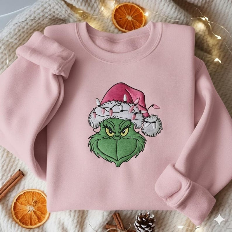 Embroidered Grinch Christmas Light Sweatshirt Grinchmas Shirt Grinch Christmas Shirt Christmas Shirt Christmas Family 2025 Shirts 1760520465474.png