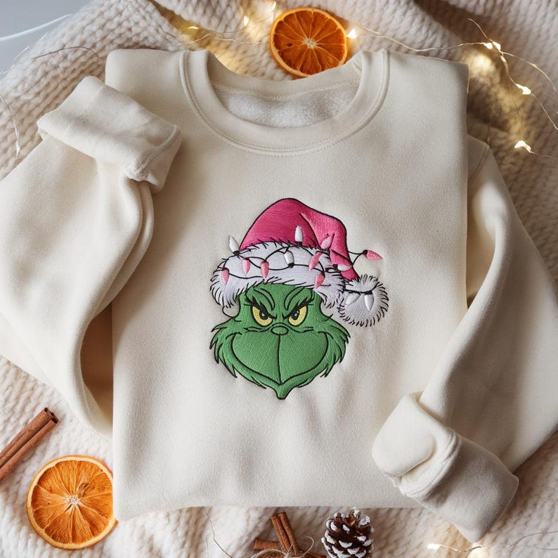 Embroidered Grinch Christmas Light Sweatshirt Grinchmas Shirt Grinch Christmas Shirt Christmas Shirt Christmas Family 2025 Shirts 1760520465784.png