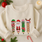 Merry Christmas Embroidered Sweatshirt Christmas Santa Reindeer Elves Pencil Embroidered Sweatshirt Christmas Teachers Hoodie Teachers Day Gift 1760521203827.jpg