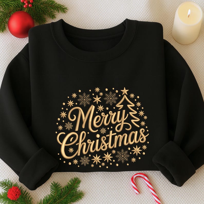 Merry Christmas Embroidered Sweatshirt Christmas Snow And Tree Embroidered Sweatshirt Christmas Night Hoodie Winter Season Gift 1760581662862.jpg