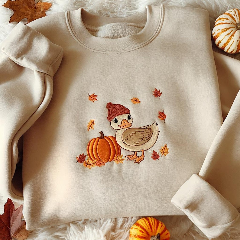 Fall Goose Comfort Embroidered Sweatshirt Autumn Cozy Silly Goose Hoodie Fall Vibes Autumn Thanksgiving Sweater Cute Fall Goose Sweatshirt 1760583517839.jpg