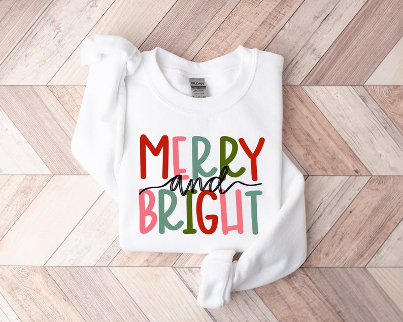Merry And Bright Sweatshirt Christmas Sweatshirt Family Christmas Sweatshirt Christmas Sweatshirts For Women Merry Christmas Sweatshirt 1760584928316.png