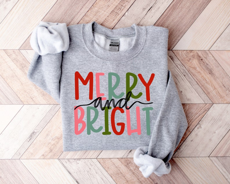 Merry And Bright Sweatshirt Christmas Sweatshirt Family Christmas Sweatshirt Christmas Sweatshirts For Women Merry Christmas Sweatshirt 1760584928359.png