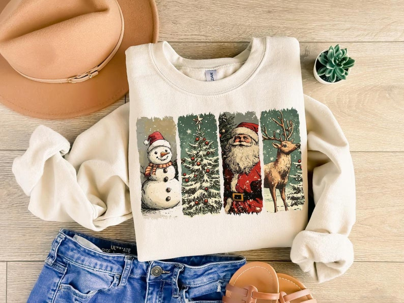Retro Christmas Sweatshirt Vintage Christmas Shirt Santa Claus Shirt Christmas Snowman Shirt Christmas Tree Shirt Merry Christmas Shirt 1760586891493.png