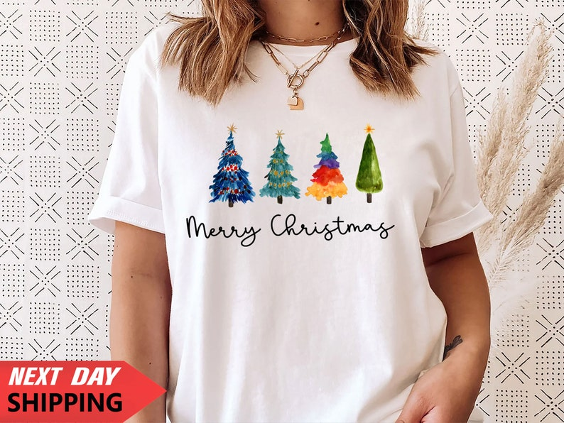 Merry Christmas Reindeer T Shirt Santa Hat  Christmas Tree Vintage Family Holiday Xmas Elf Costume Colourful Tree 3tsrt 1760587152630.png