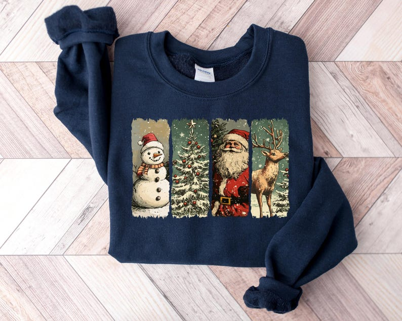 Retro Christmas Sweatshirt Vintage Christmas Shirt Santa Claus Shirt Christmas Snowman Shirt Christmas Tree Shirt Merry Christmas Shirt 1760589231873.png