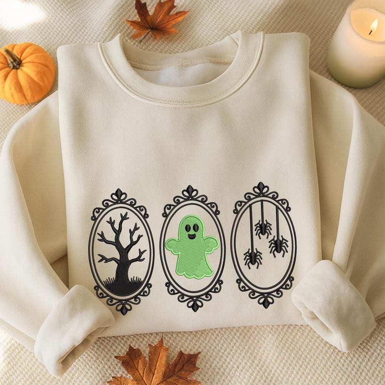 Halloween Ghost Spider Tree Embroidered Sweatshirt Halloween Pattern Embroidered Sweater Spooky Ghost Hoodie Spooky Season Gift 1760589896616.jpg