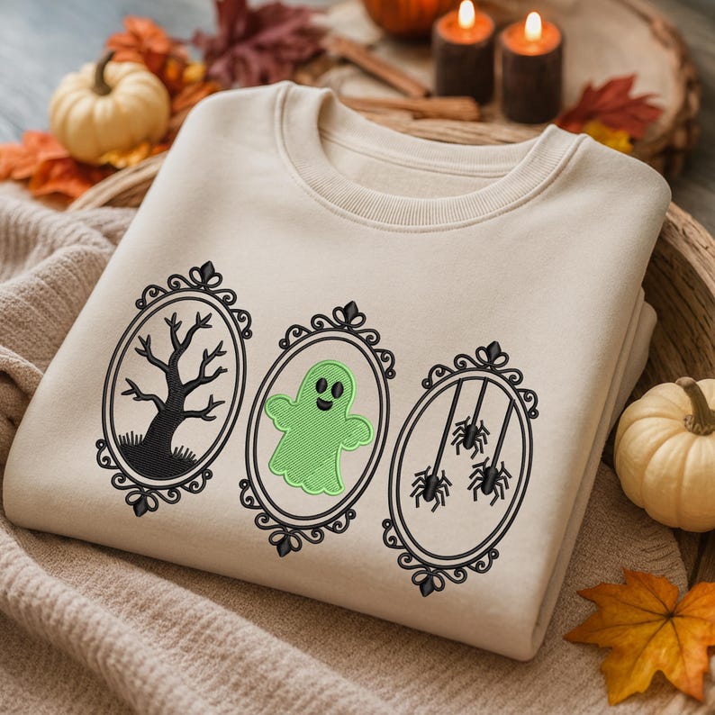 Halloween Ghost Spider Tree Embroidered Sweatshirt Halloween Pattern Embroidered Sweater Spooky Ghost Hoodie Spooky Season Gift 1760589896618.jpg