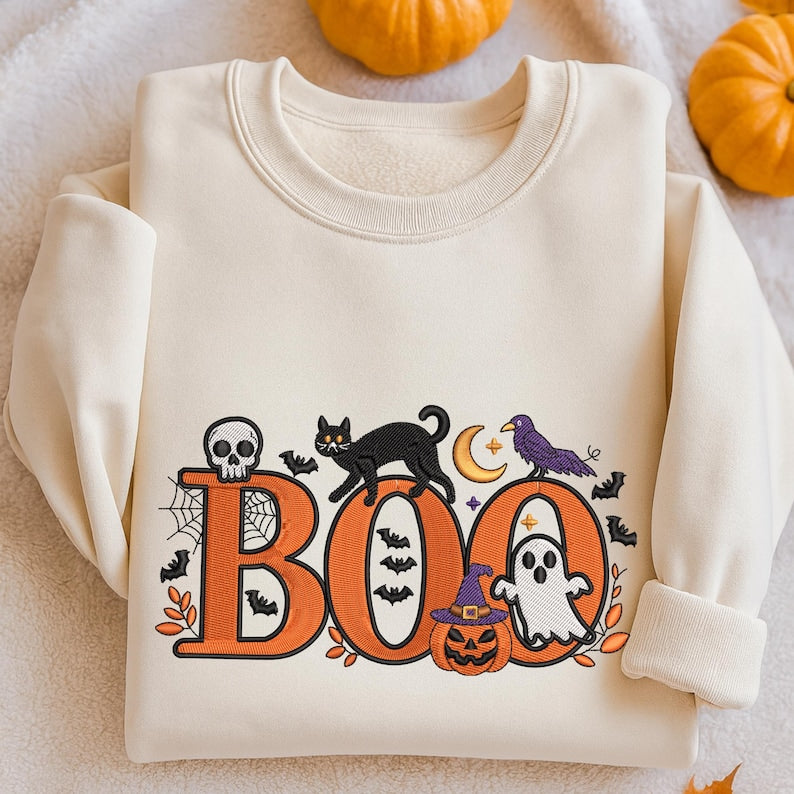 Halloween Boo Embroidered Sweatshirt Ghost Cat Pumpkin Skull Embroidered Sweater Halloween Pattern Hoodie Spooky Season Gift 1760601446477.jpg