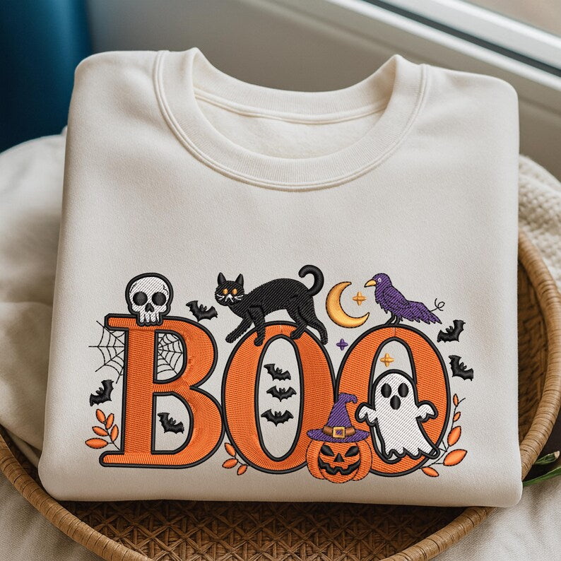Halloween Boo Embroidered Sweatshirt Ghost Cat Pumpkin Skull Embroidered Sweater Halloween Pattern Hoodie Spooky Season Gift 1760601446867.jpg