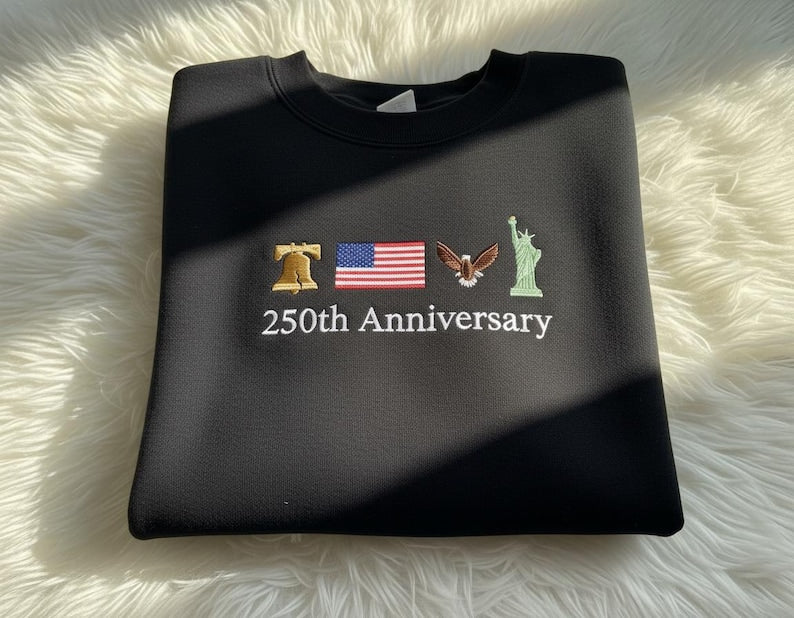 Embroidered Usa 250th Anniversary Sweatshirt Patriotic Hoodie American Independence Gift 250th Sweatshirt Usa Flag Hoodie 1760608279644.jpg