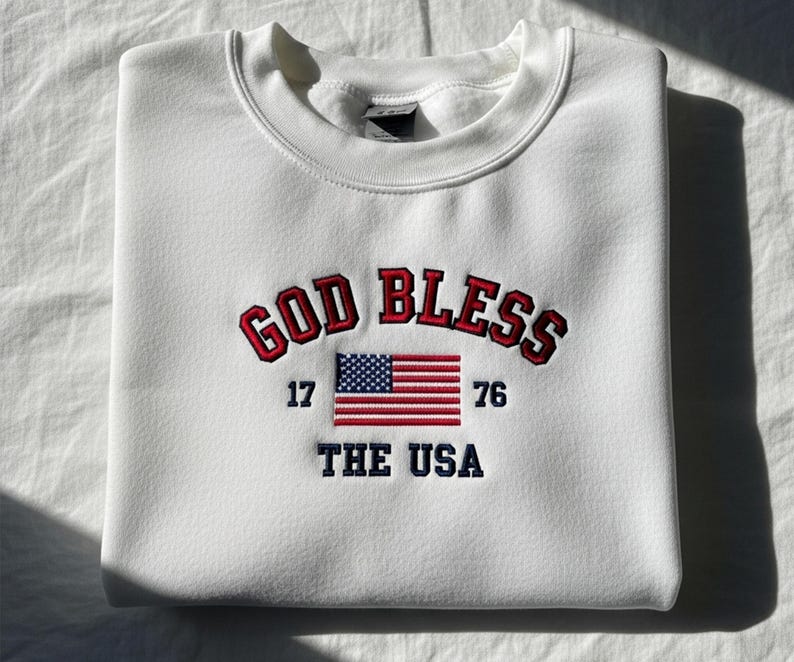 God Bless The Usa Embroidered Sweatshirt Patriotic Hoodie For Women 4th Of July Crewneck American Flag Hoodie Independence Day Sweater 1760687708170.jpg