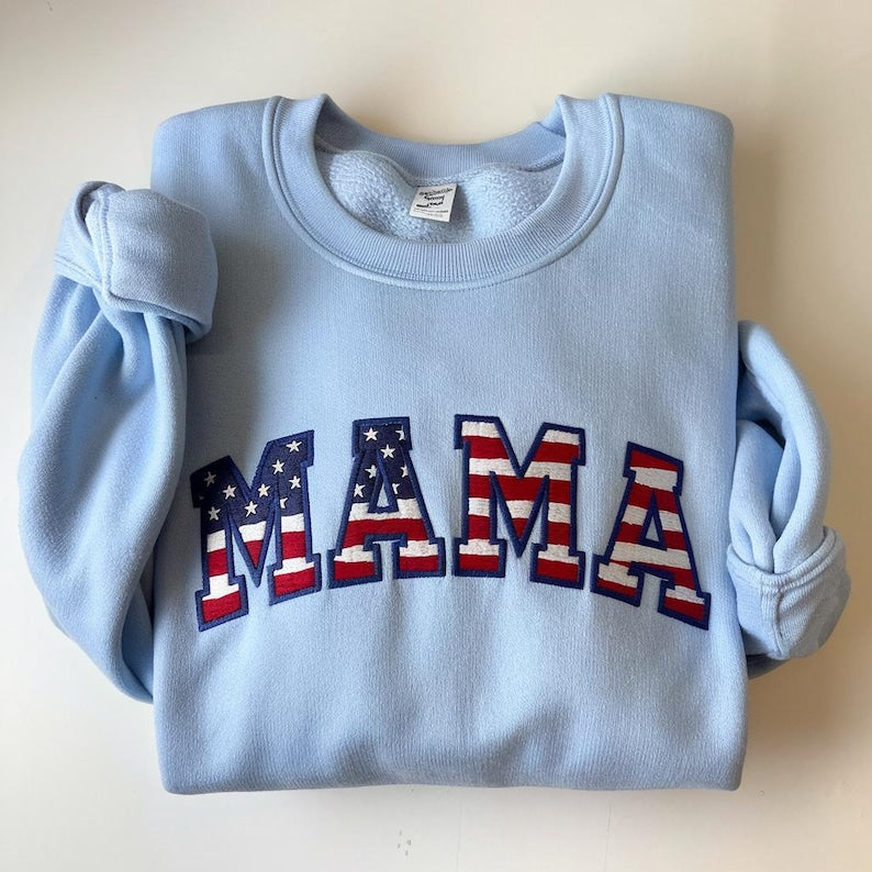 American Flag Mama Embroidered Sweatshirt Mama Usa Flag Hoodie Patriotic Mama Sweater New Mama Gift 4th Of July Sweatshirt Mothers Day Hoodie 1760694356780.jpg