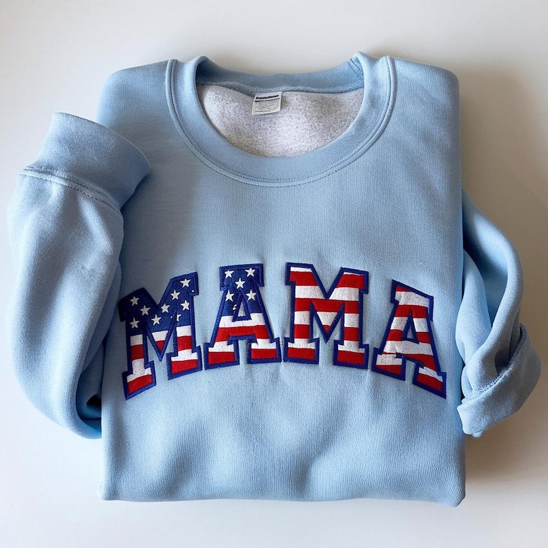 American Flag Mama Embroidered Sweatshirt Mama Usa Flag Hoodie Patriotic Mama Sweater New Mama Gift 4th Of July Sweatshirt Mothers Day Hoodie 1760694357339.jpg