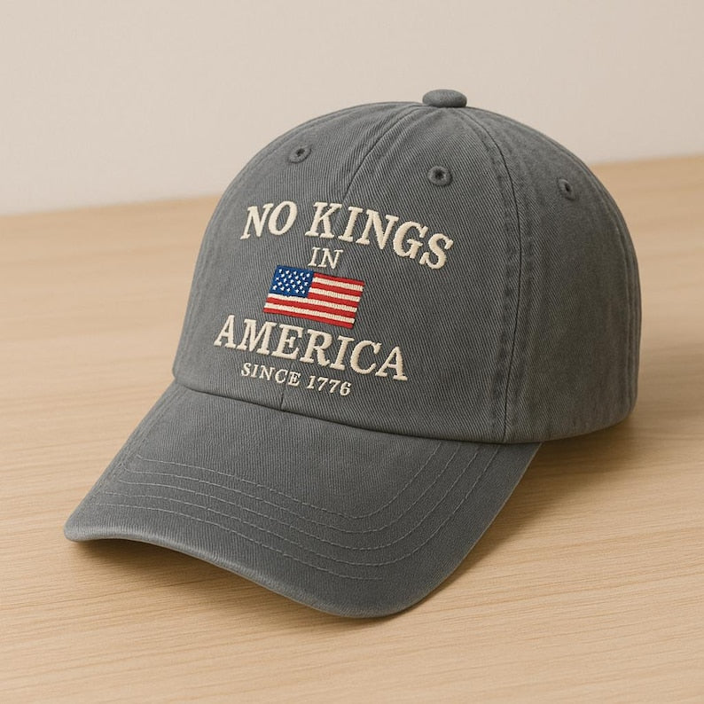 Embroidered No Kings In America Since 1776 Washed Hat Pro Democracy Cap Liberal Political Gift Patriotic Freedom Retro Cap 1760758033189.jpg