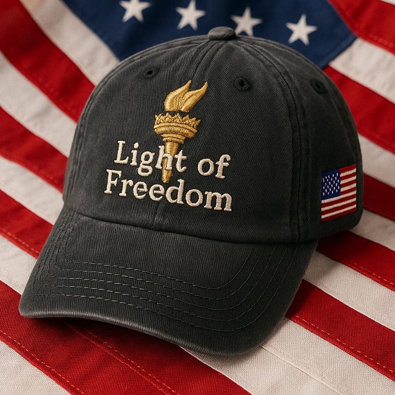 Light Of Freedom Embroidered Dad Cap Statue Of Liberty Torch Hat Patriotic Americana Cap Independence And Liberty Gift 1760761121073.jpg