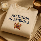 Embroidered No Kings In America Sweatshirt Crossed Crown Anti Monarchy Hoodie Political Statement Sweatshirt American Values Crewneck Gift 1760934799790.jpg