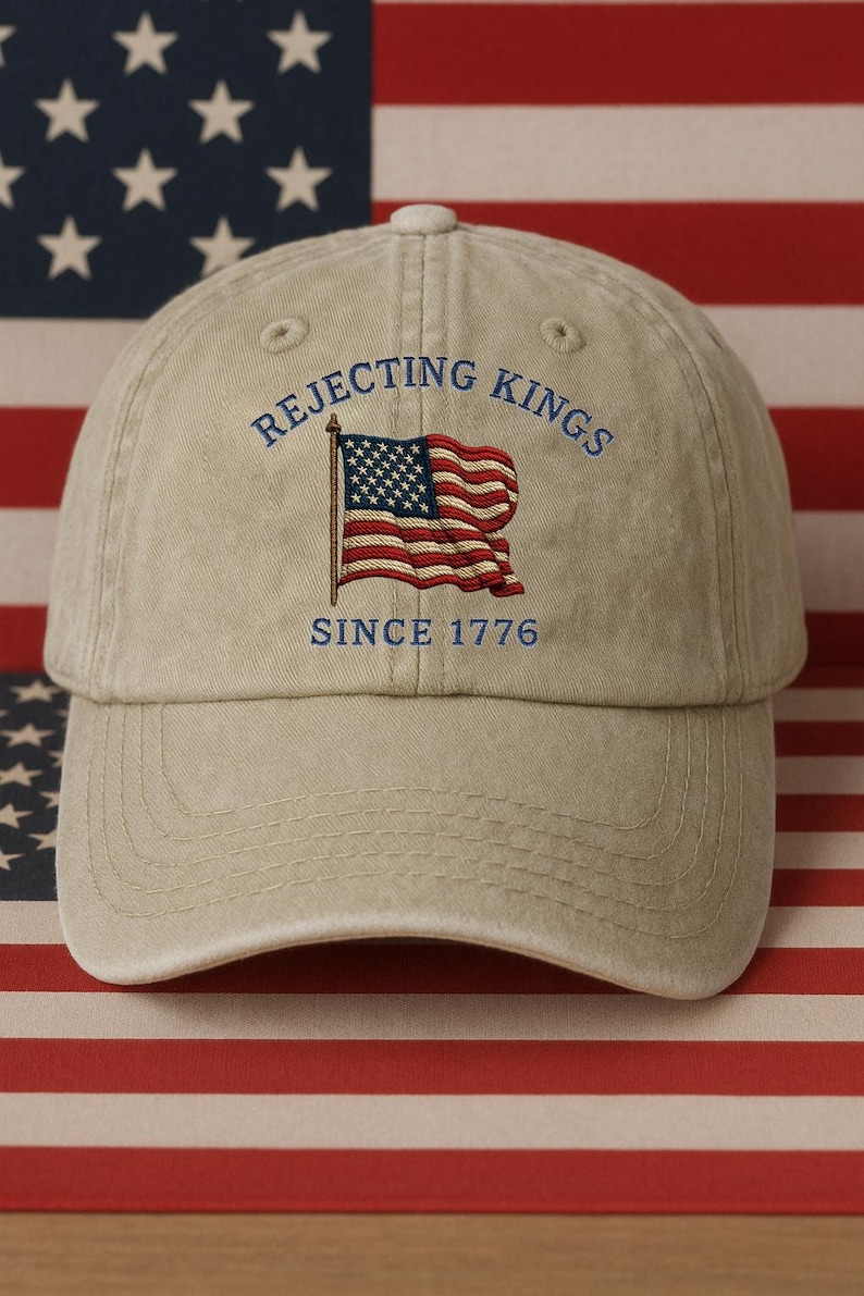 Embroidered Rejecting Kings Since 1776 Washed Cap Pro Democracy Cap Anti Authoritarianism  No Kings Cap Liberal Cap 4th Of July Gift 1760947348986.png