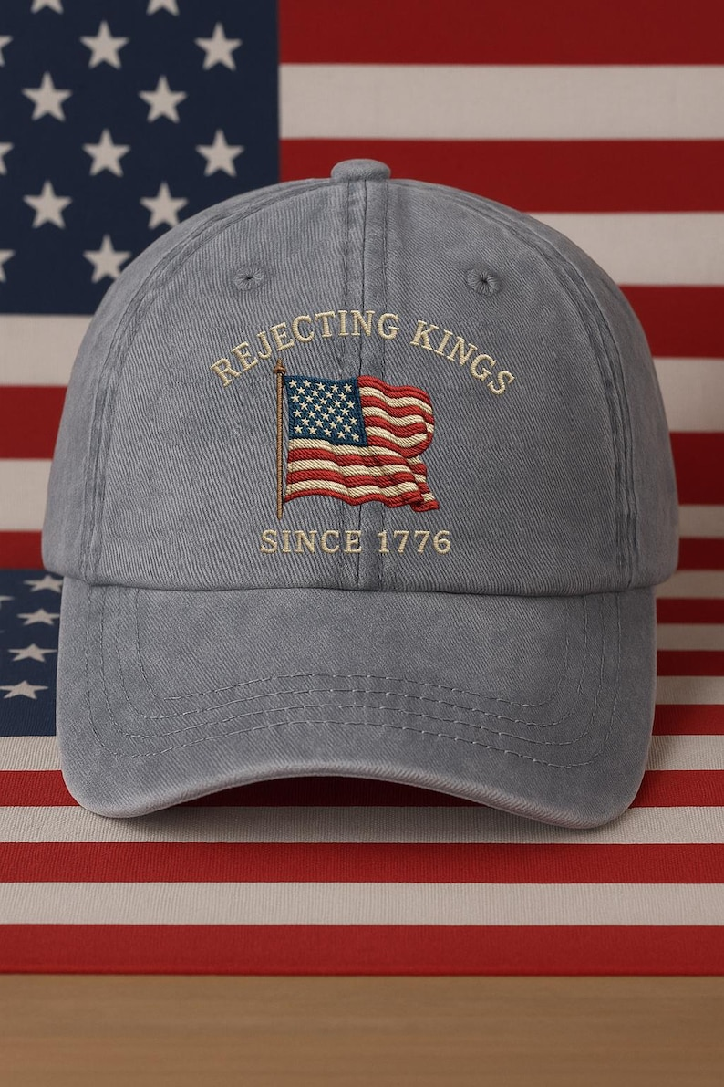 Embroidered Rejecting Kings Since 1776 Washed Cap Pro Democracy Cap Anti Authoritarianism  No Kings Cap Liberal Cap 4th Of July Gift 1760947349710.png