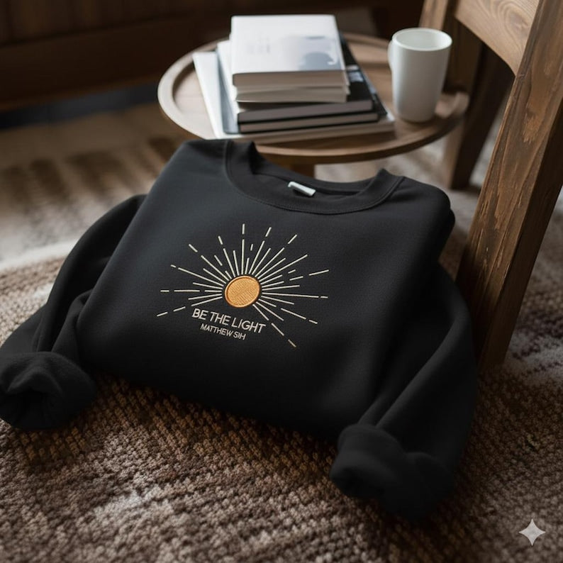 Embroidered Be The Light Sweatshirt Bible Verse Sweater Religious Hoodie Faith Hoodie Jesus Lover Sweatshirt Christian Sweater 1761012698504.jpg
