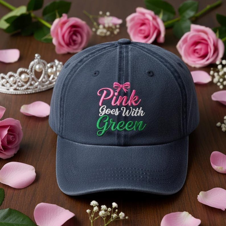 Embroidered Pink Goes With Green Dad Cap Wicked Musical Theater Baseball Hat Glinda Elphaba Inspired Cap Gift 1761035005116.jpg