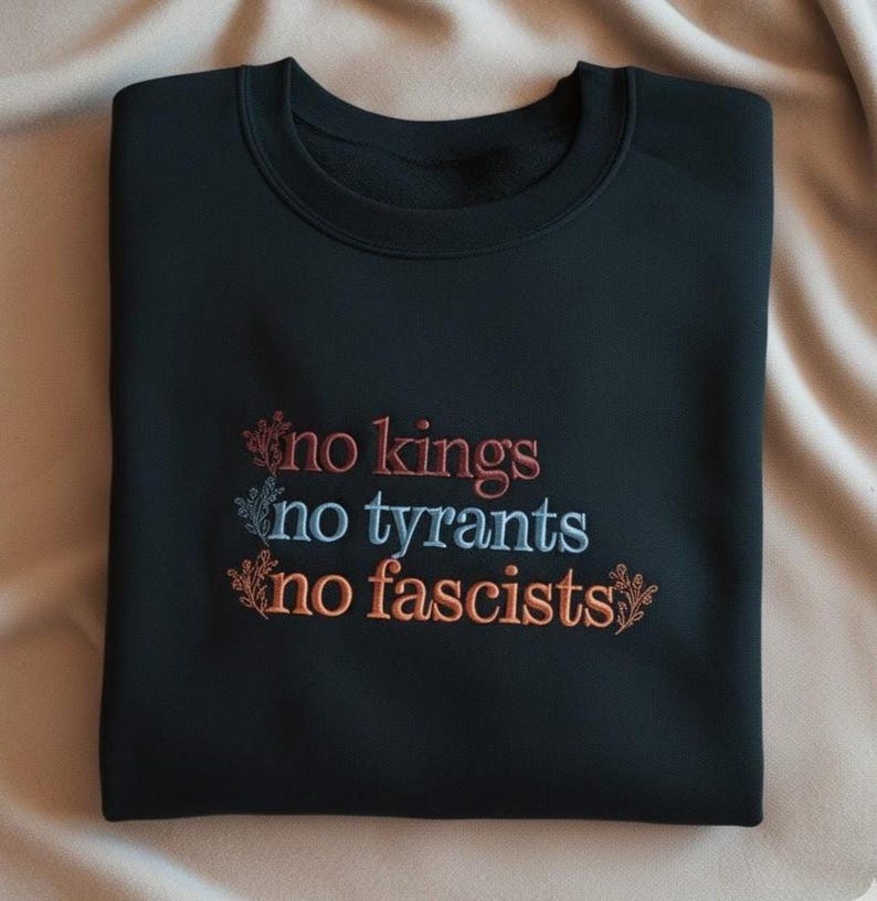 Embroidered No Kings In America Sweatshirt Anti Fascism Hoodie No Tyrants Sweatshirt Anti Trump Sweater Rejecting Kings Protest Hoodie 1761123532207.jpg