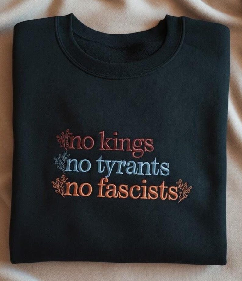Embroidered No Kings In America Sweatshirt Anti Fascism Hoodie No Tyrants Sweatshirt Anti Trump Sweater Rejecting Kings Protest Hoodie 1761123532328.jpg