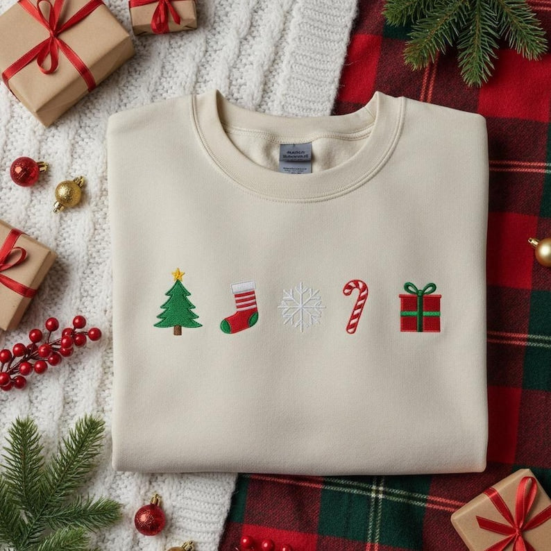 Christmas Embroidered Sweatshirt Cute Holiday Tree Stocking Snowflake Candy Cane Gift Sweater Cozy Xmas Hoodie Winter Hoodie 1761190758958.jpg
