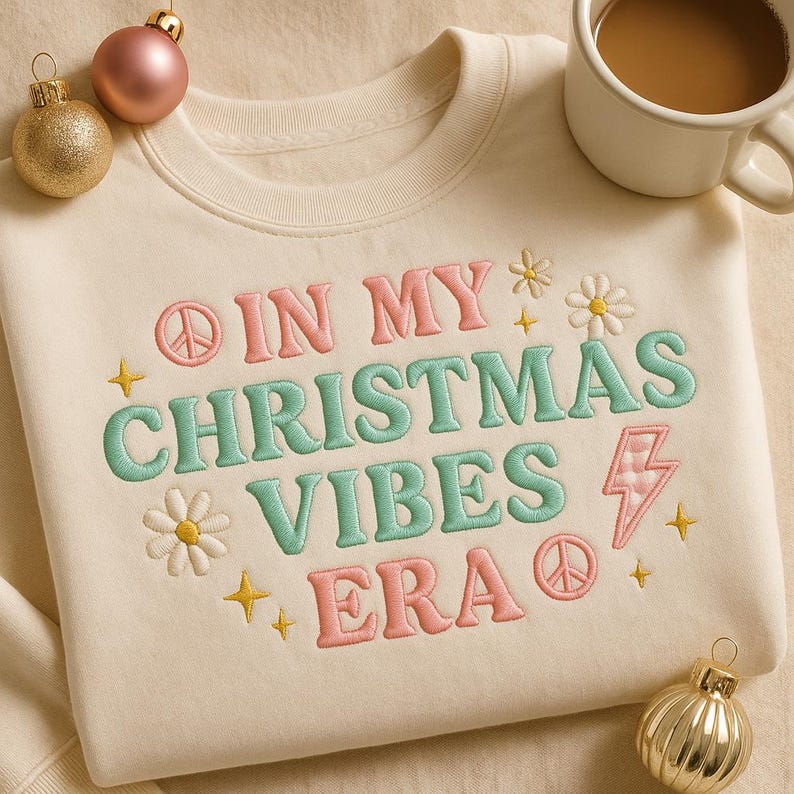 Christmas Vibes Era Embroidered Sweatshirt Retro Holiday Crewneck Boho Peace Sign Hoodie Cute Trendy Xmas Gift For Her Aesthetic Sweater 1761277142688.jpg