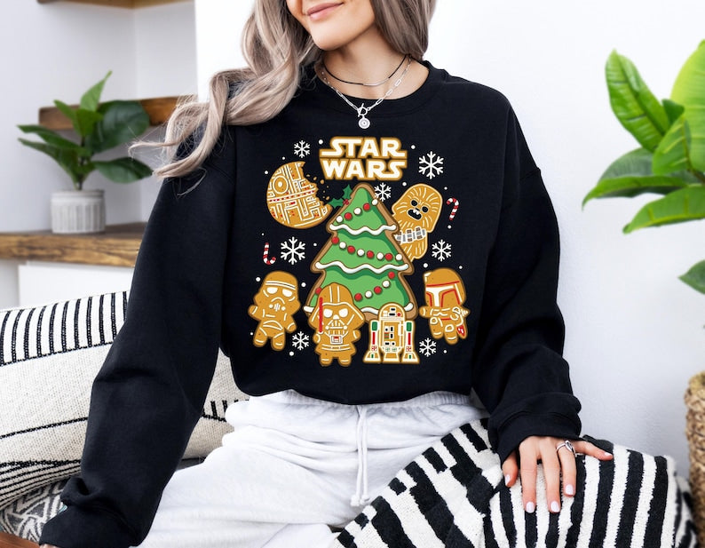 Star Wars Gingerbread Christmas Shirt Darth Vader Xmas Tree Tee Mandalorian Gingerbread Xmas Shirt Chewbacca Christmas Sweatshirt 1761296434457.jpg