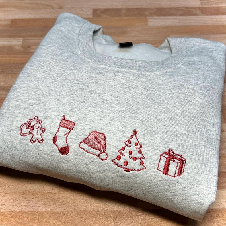 Minimalist Christmas Embroidered Sweatshirt Cute Holiday Icons Sweater With Gingerbread Tree  Gifts Cozy Winter Hoodie Christmas Gift For Women  Men 1761296741084.jpg