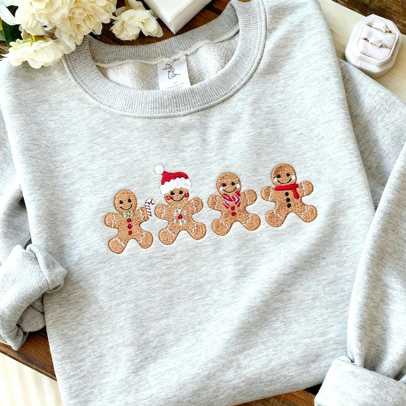 Embroidered Cute Gingerbread Cookies Sweatshirt Womens Christmas Sweatshirt Merry Christmas Hoodie Festive Unisex Winter Sweater Christmas Gifts 1761297210003.jpg