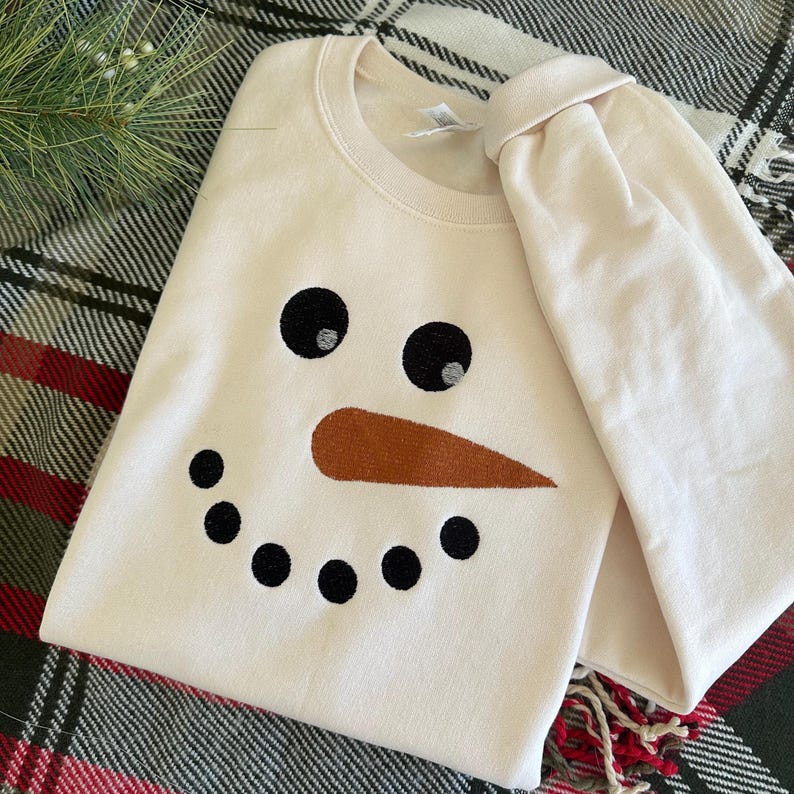 Embroidered Snowman Adult Sweatshirt   Holiday Sweater For Women   Cute Christmas Crewneck   Frosty   Holiday Christmas Pullover 1761297696986.jpg
