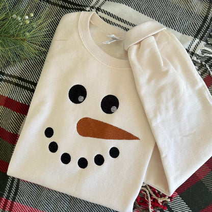 Embroidered Snowman Adult Sweatshirt   Holiday Sweater For Women   Cute Christmas Crewneck   Frosty   Holiday Christmas Pullover 1761297697039.jpg