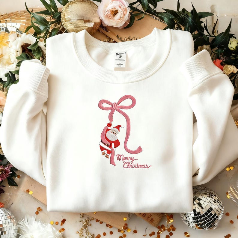 Cute Santa Merry Christmas Embroidered Sweatshirt Christmas Gift Ideas Gift Merry Christmas Hoodie Coquette Sweater Xmas Gift 1761297764623.jpg