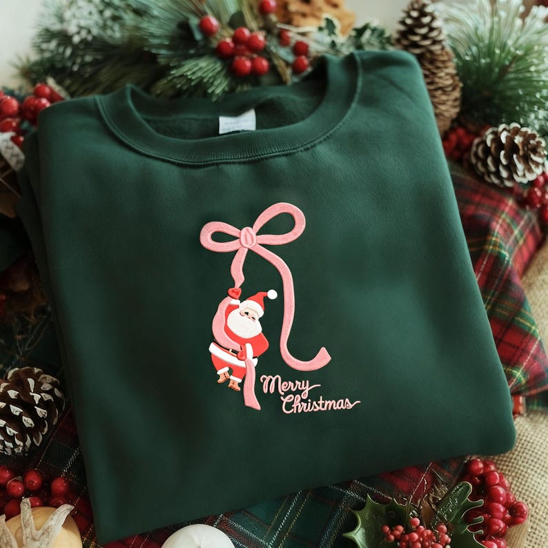 Cute Santa Merry Christmas Embroidered Sweatshirt Christmas Gift Ideas Gift Merry Christmas Hoodie Coquette Sweater Xmas Gift 1761297764638.jpg