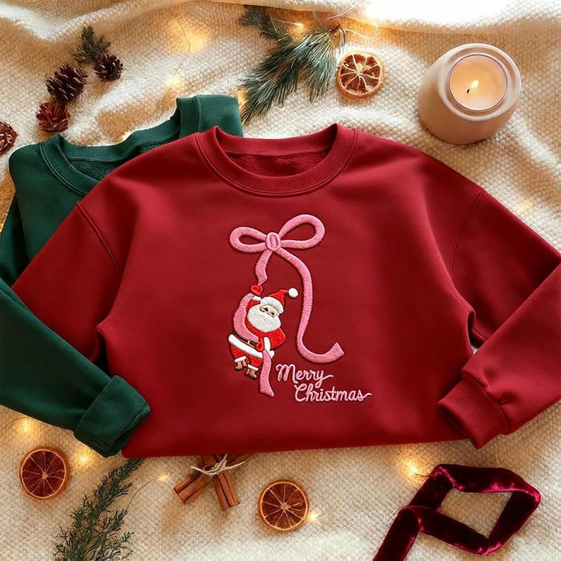 Cute Santa Merry Christmas Embroidered Sweatshirt Christmas Gift Ideas Gift Merry Christmas Hoodie Coquette Sweater Xmas Gift 1761297764736.jpg
