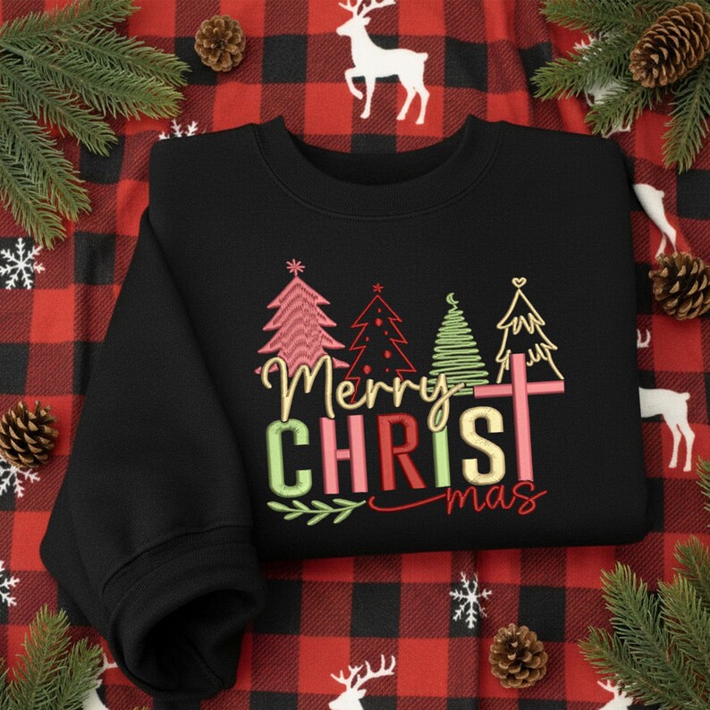 Embroidered Merry Christmas Sweatshirt Christian Holiday Hoodie Religious Christmas Gift Sweater Faith Xmas Embroidery Hoodie 1761359986871.jpg