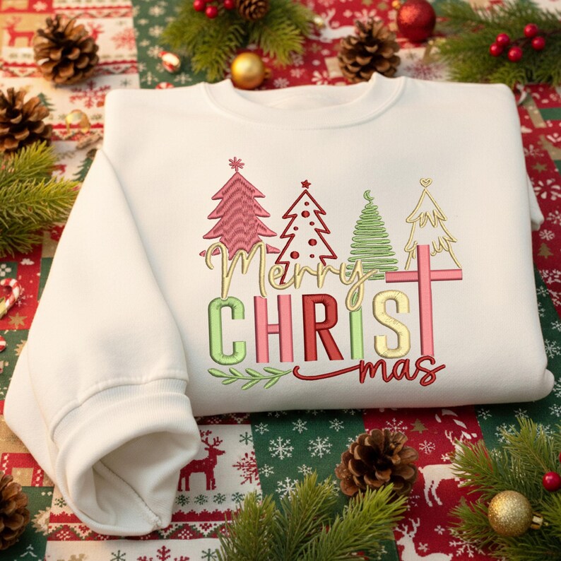 Embroidered Merry Christmas Sweatshirt Christian Holiday Hoodie Religious Christmas Gift Sweater Faith Xmas Embroidery Hoodie 1761359986958.jpg