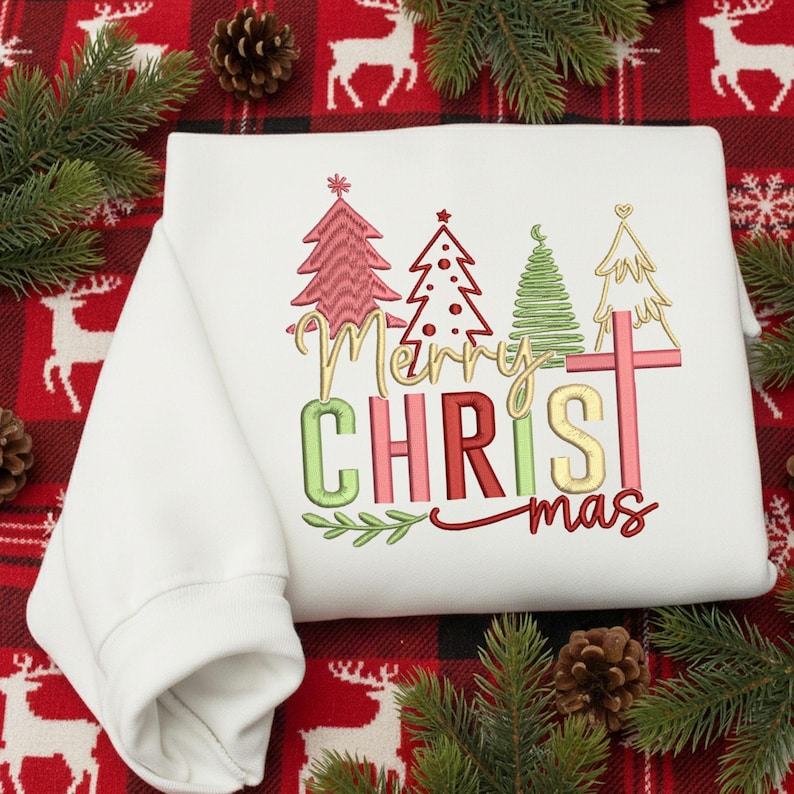 Embroidered Merry Christmas Sweatshirt Christian Holiday Hoodie Religious Christmas Gift Sweater Faith Xmas Embroidery Hoodie 1761359987564.jpg