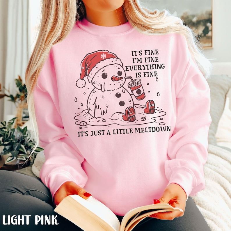 Funny Christmas Mental Health Sweatshirt Its Fine Snowman Meltdown Shirt Vintage Holiday Party Crewneck Sweater Winter Sarcastic Shirt 1761359991964.jpg