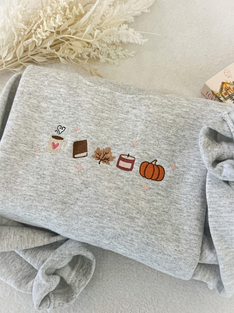 Book Lover Fall Embroidered Sweatshirt Womens Fall Bookish Sweatshirt Book Lover Gift Cute Autumn Pumpkin Coffee Shirt Cozy Fall Shirt 1761536171967.jpg