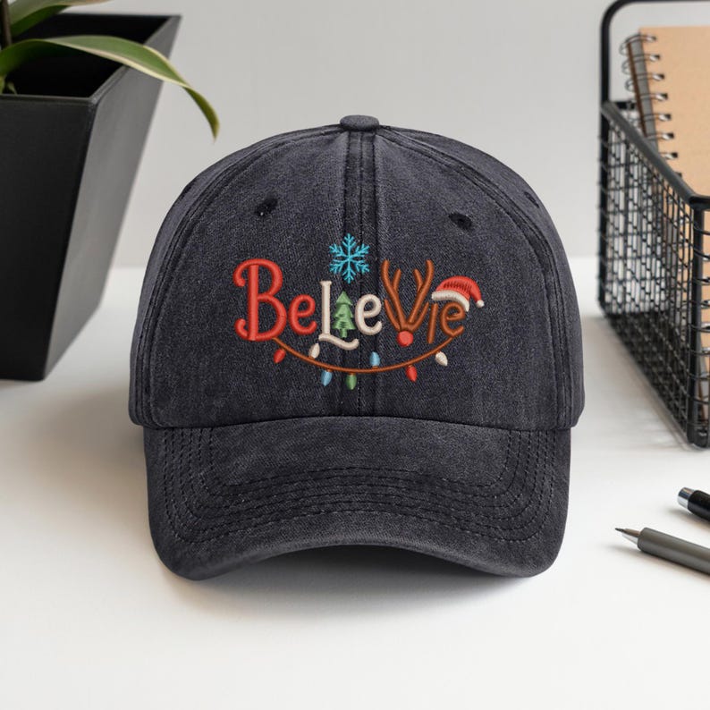Embroidered Believe Christmas Baseball Cap Merry And Bright Holiday Hat Tis The Season Embroidery Cap Washed Cotton Cap Christmas Gift 1761540213753.jpg