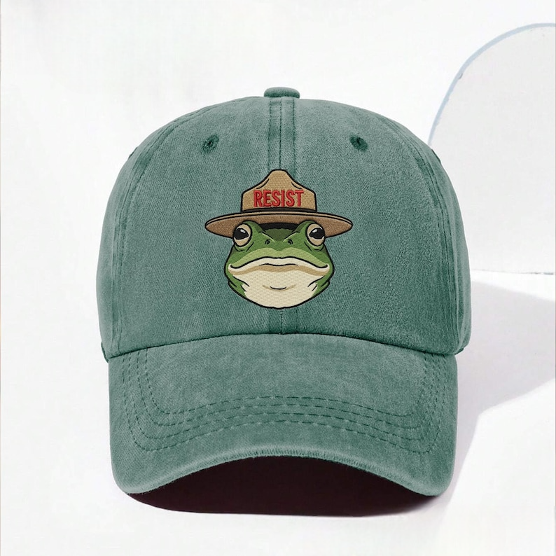 Green Frog Ranger Hat   Embroidered Anti Fascism Hat Eco Inspired Unisex Adjustable Cotton Cap Vintage Activist Hat 1761548431377.png